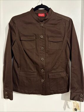 Valerie Stevens Brown Military-Style Button Front Jacket